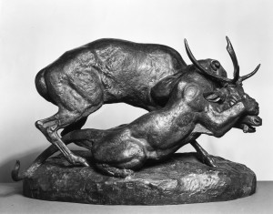 "Panther Seizing a Stag," Bronze, ca. 1850