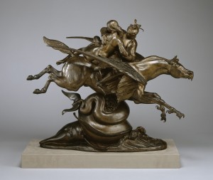 "Roger and Angelica Borne by the Hippogriff," Bronze, ca. 1840